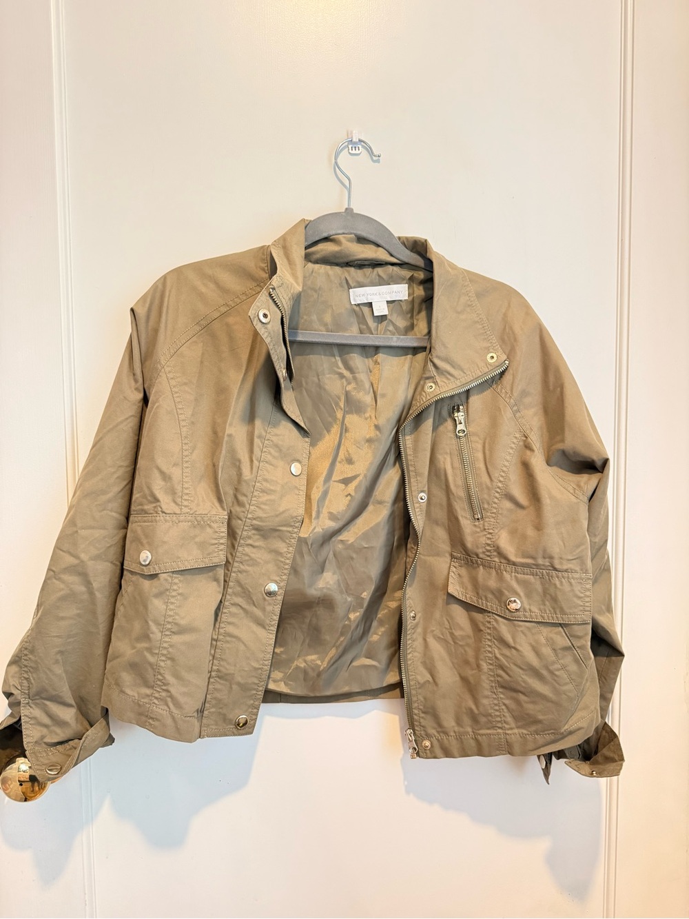New York & Company Tan Lightweight Utility Jacket